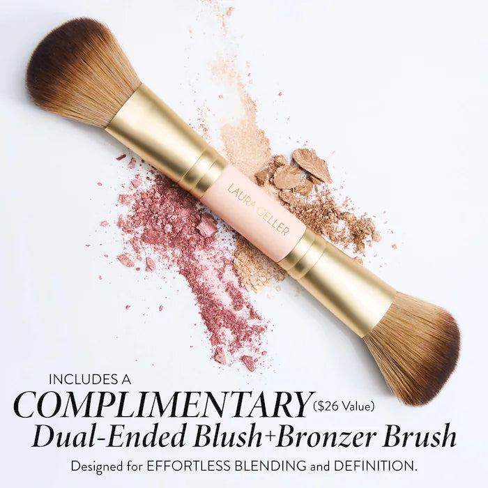 Laura Geller Geller's Greatest Lift-n-Glow Face Palette & Dual-Ended Blush + Bronzer Brush