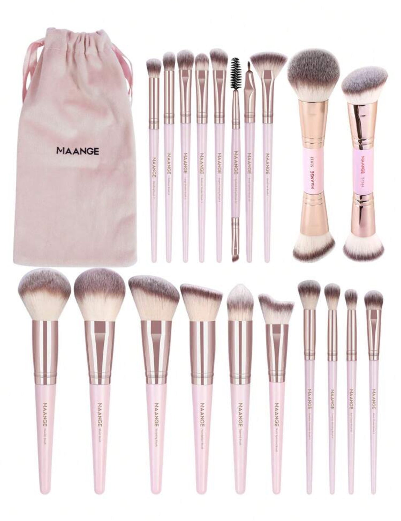 Maange Professional Brush Set 20 piezas rosas